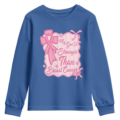 My God Is Stronger Than Breast Cancer Youth Sweatshirt Christian Support Gift