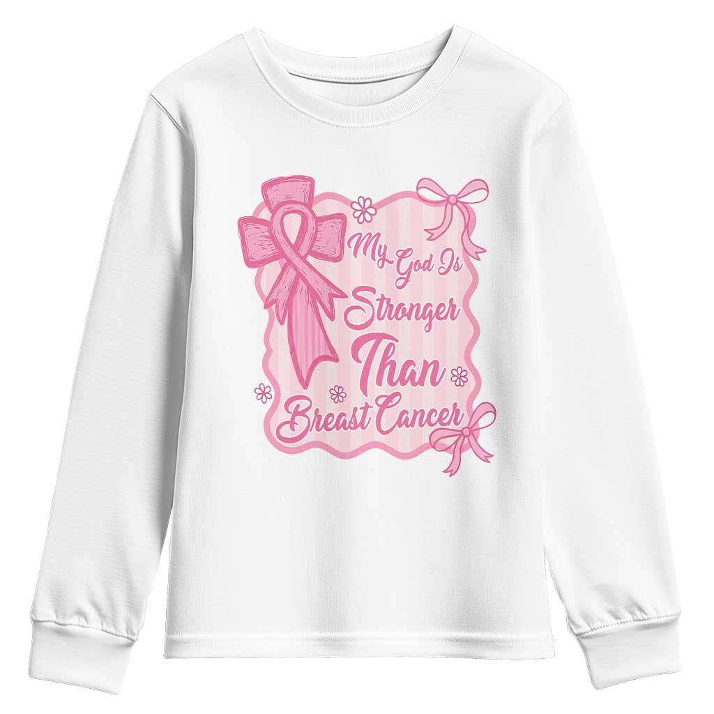 My God Is Stronger Than Breast Cancer Youth Sweatshirt Christian Support Gift