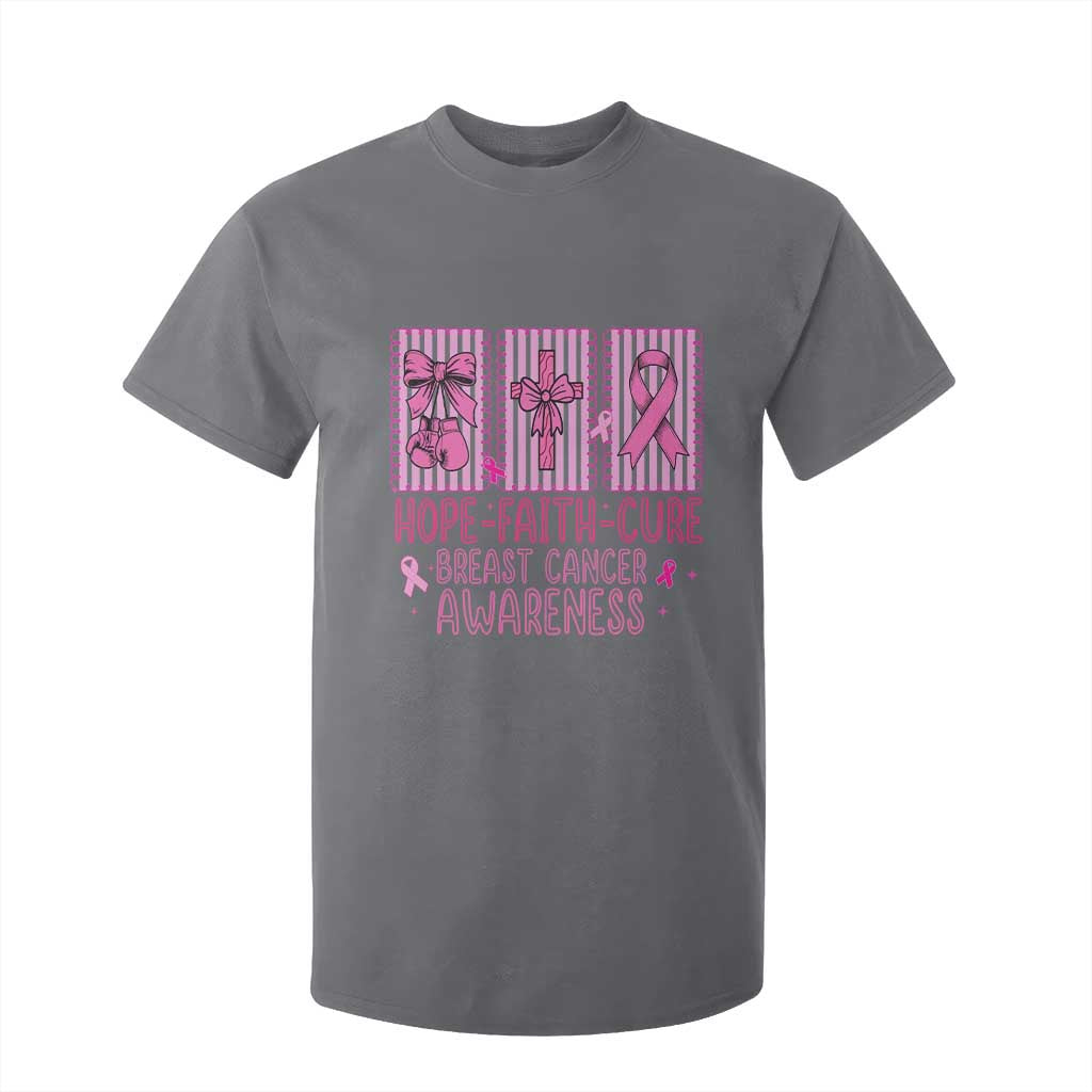 Hope Faith Cure Breast Cancer T Shirt For Kid Pink Ribbon Survivor Support Gift