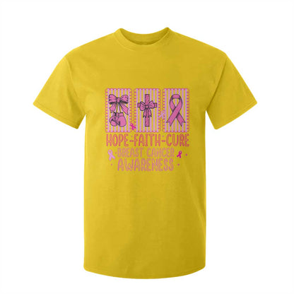 Hope Faith Cure Breast Cancer T Shirt For Kid Pink Ribbon Survivor Support Gift