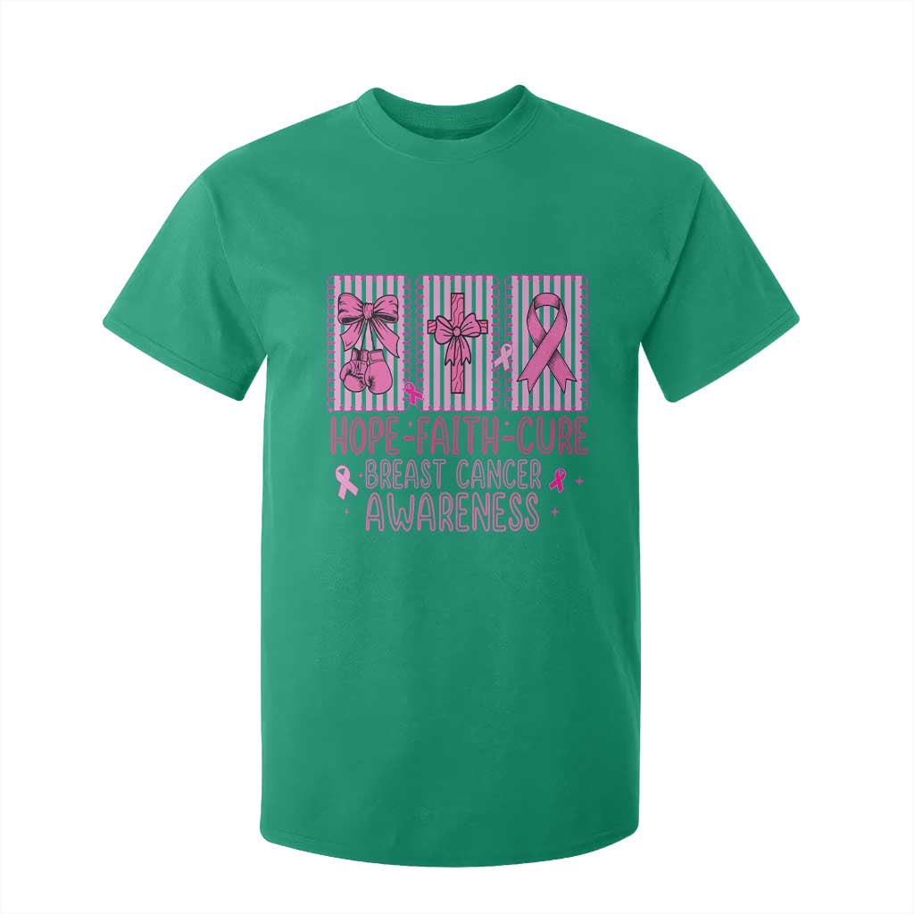 Hope Faith Cure Breast Cancer T Shirt For Kid Pink Ribbon Survivor Support Gift