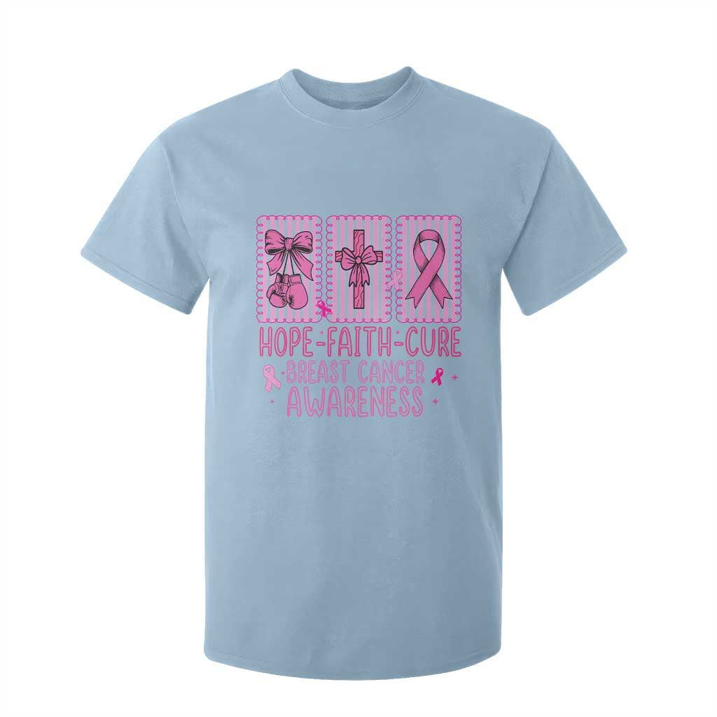 Hope Faith Cure Breast Cancer T Shirt For Kid Pink Ribbon Survivor Support Gift