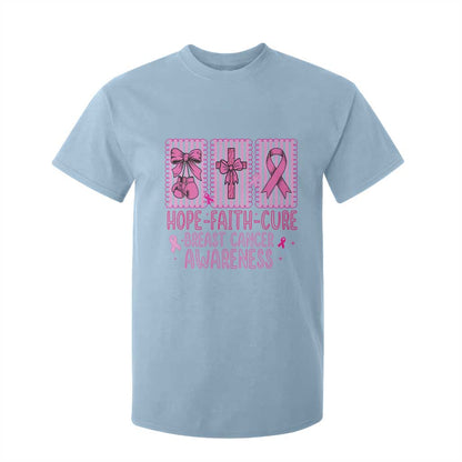 Hope Faith Cure Breast Cancer T Shirt For Kid Pink Ribbon Survivor Support Gift