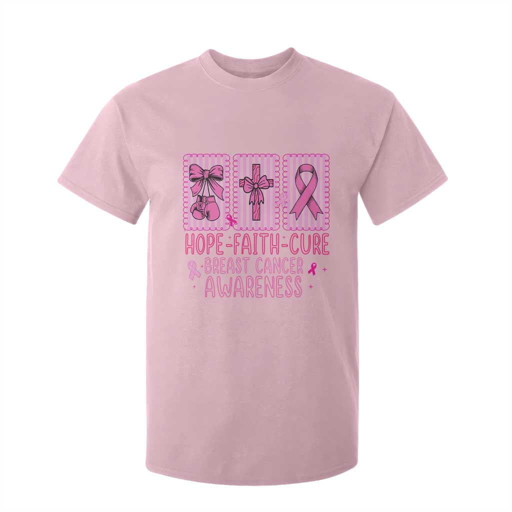 Hope Faith Cure Breast Cancer T Shirt For Kid Pink Ribbon Survivor Support Gift