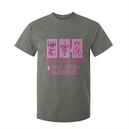 Hope Faith Cure Breast Cancer T Shirt For Kid Pink Ribbon Survivor Support Gift