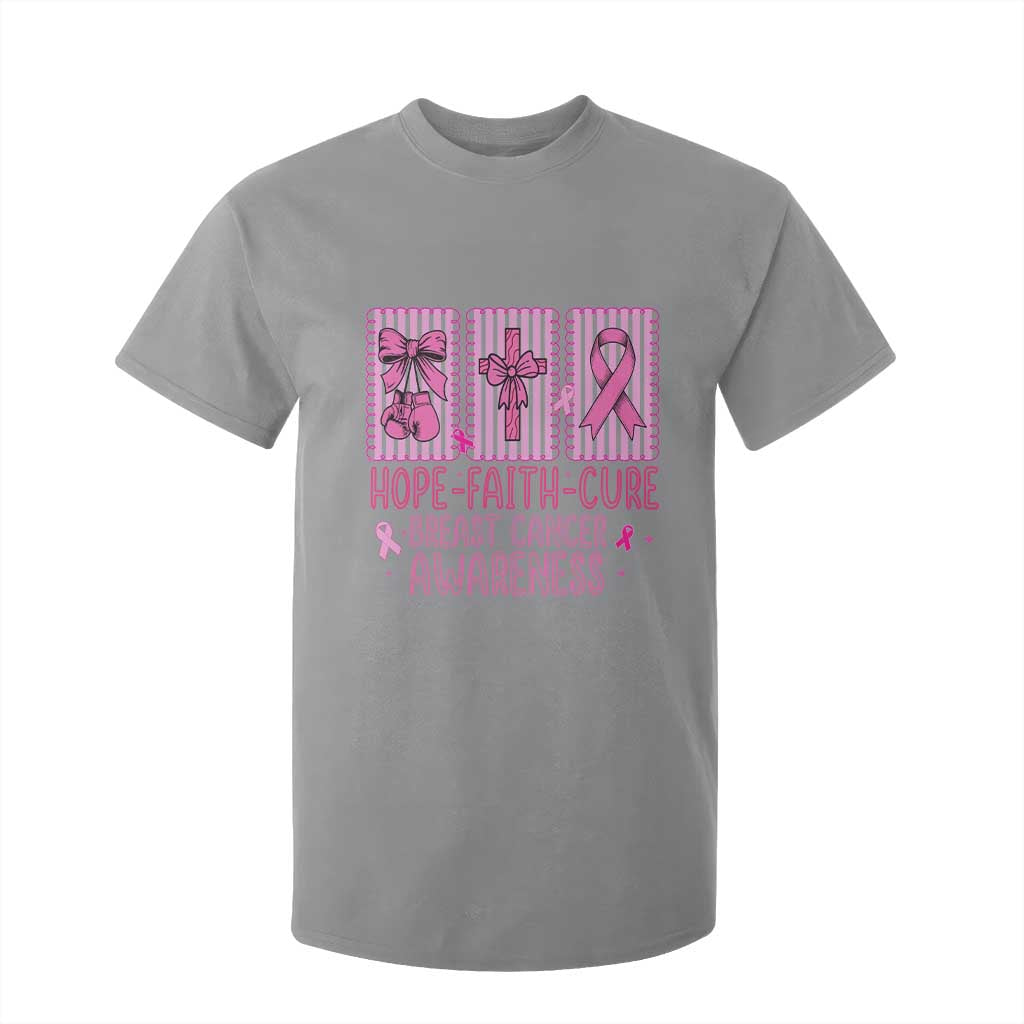 Hope Faith Cure Breast Cancer T Shirt For Kid Pink Ribbon Survivor Support Gift