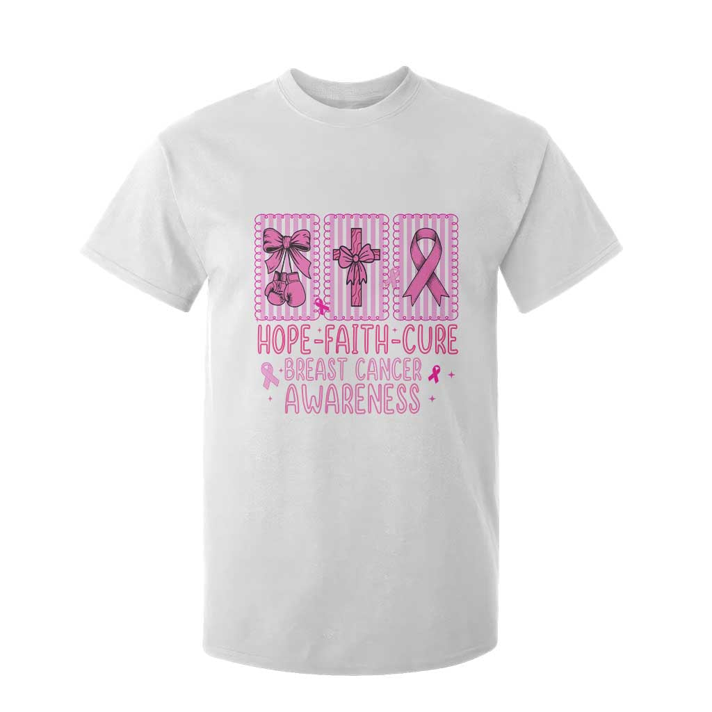 Hope Faith Cure Breast Cancer T Shirt For Kid Pink Ribbon Survivor Support Gift