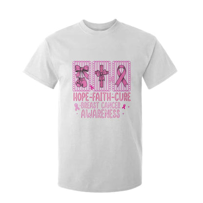 Hope Faith Cure Breast Cancer T Shirt For Kid Pink Ribbon Survivor Support Gift