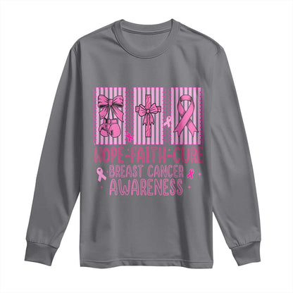 Hope Faith Cure Breast Cancer Long Sleeve Shirt Pink Ribbon Survivor Support Gift