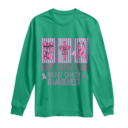 Hope Faith Cure Breast Cancer Long Sleeve Shirt Pink Ribbon Survivor Support Gift