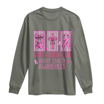 Hope Faith Cure Breast Cancer Long Sleeve Shirt Pink Ribbon Survivor Support Gift