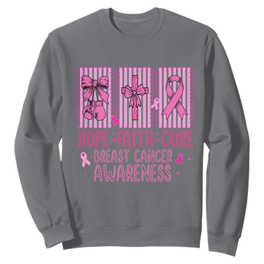 Hope Faith Cure Breast Cancer Sweatshirt Pink Ribbon Survivor Support Gift