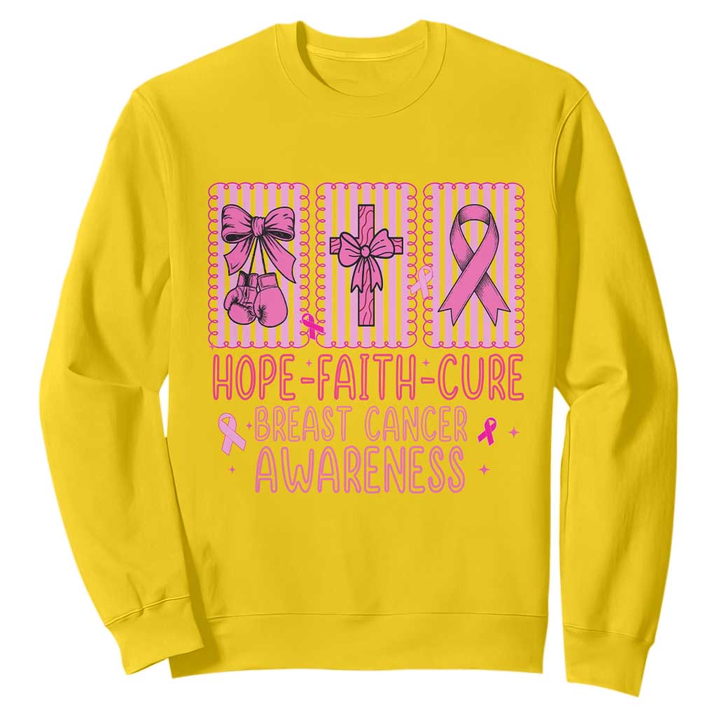 Hope Faith Cure Breast Cancer Sweatshirt Pink Ribbon Survivor Support Gift