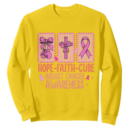 Hope Faith Cure Breast Cancer Sweatshirt Pink Ribbon Survivor Support Gift