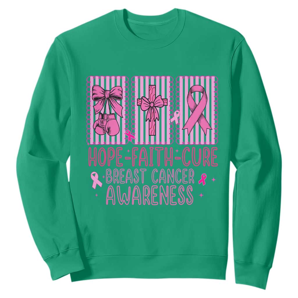 Hope Faith Cure Breast Cancer Sweatshirt Pink Ribbon Survivor Support Gift