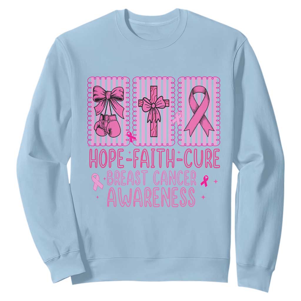 Hope Faith Cure Breast Cancer Sweatshirt Pink Ribbon Survivor Support Gift
