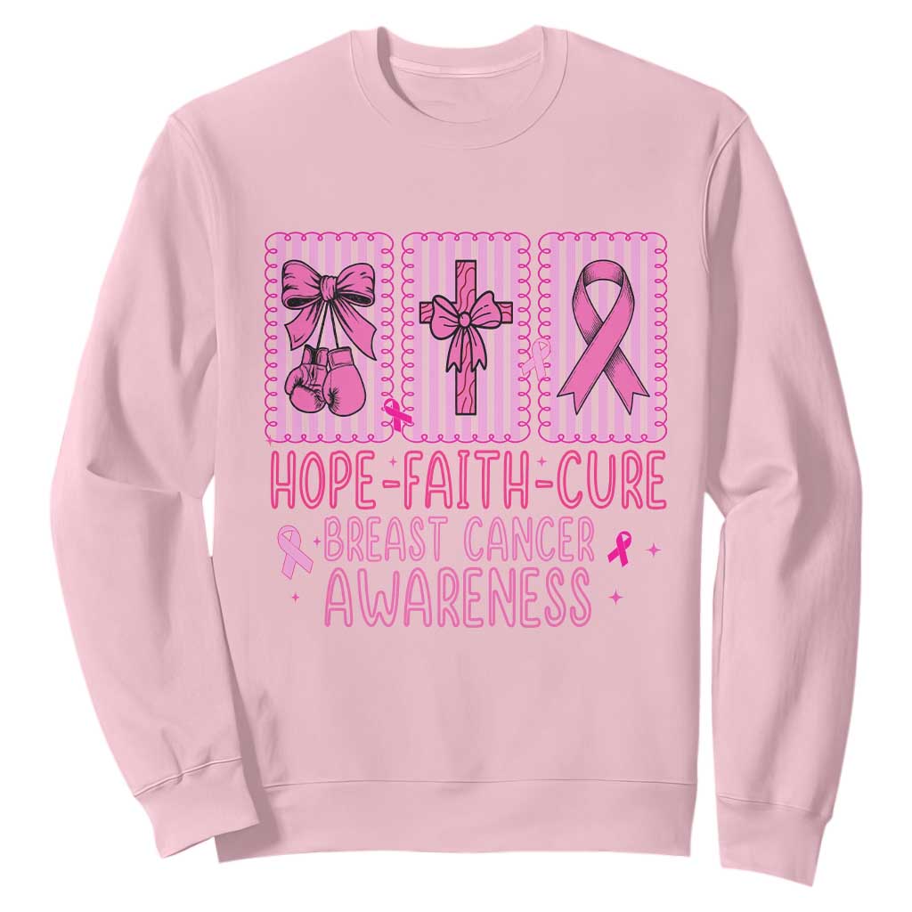 Hope Faith Cure Breast Cancer Sweatshirt Pink Ribbon Survivor Support Gift