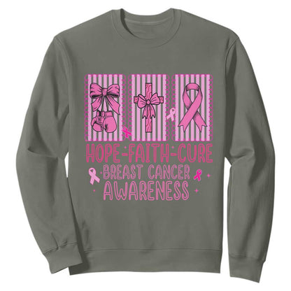 Hope Faith Cure Breast Cancer Sweatshirt Pink Ribbon Survivor Support Gift