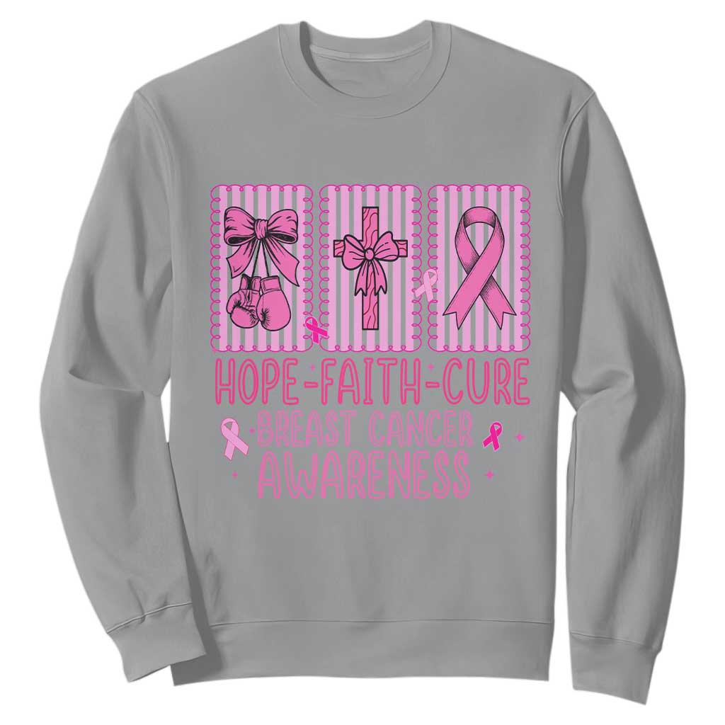 Hope Faith Cure Breast Cancer Sweatshirt Pink Ribbon Survivor Support Gift