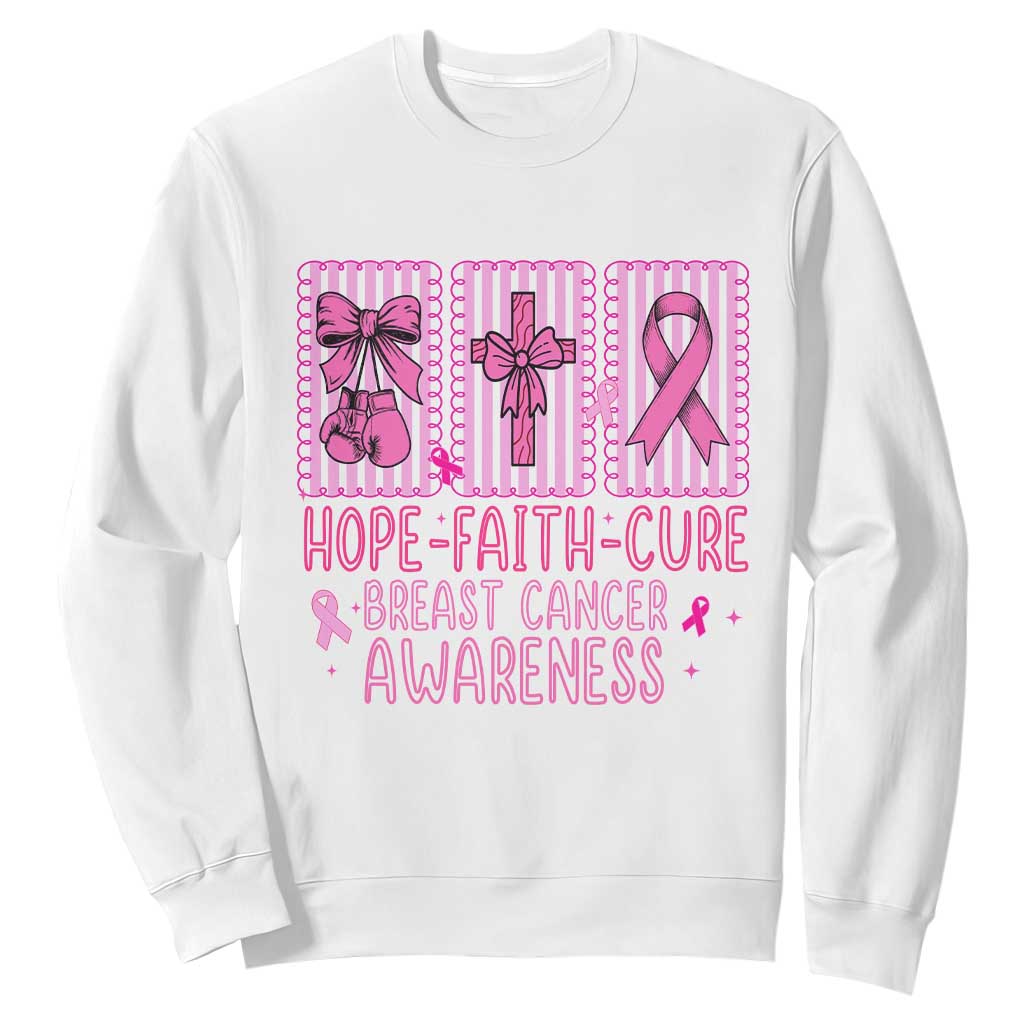 Hope Faith Cure Breast Cancer Sweatshirt Pink Ribbon Survivor Support Gift