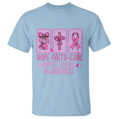 Hope Faith Cure Breast Cancer T Shirt Pink Ribbon Survivor Support Gift