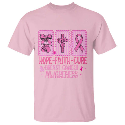 Hope Faith Cure Breast Cancer T Shirt Pink Ribbon Survivor Support Gift