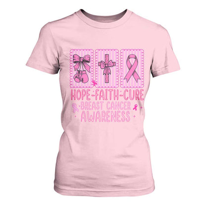 Hope Faith Cure Breast Cancer T Shirt For Women Pink Ribbon Survivor Support Gift