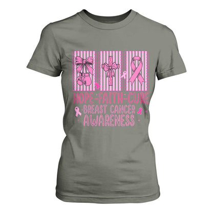 Hope Faith Cure Breast Cancer T Shirt For Women Pink Ribbon Survivor Support Gift