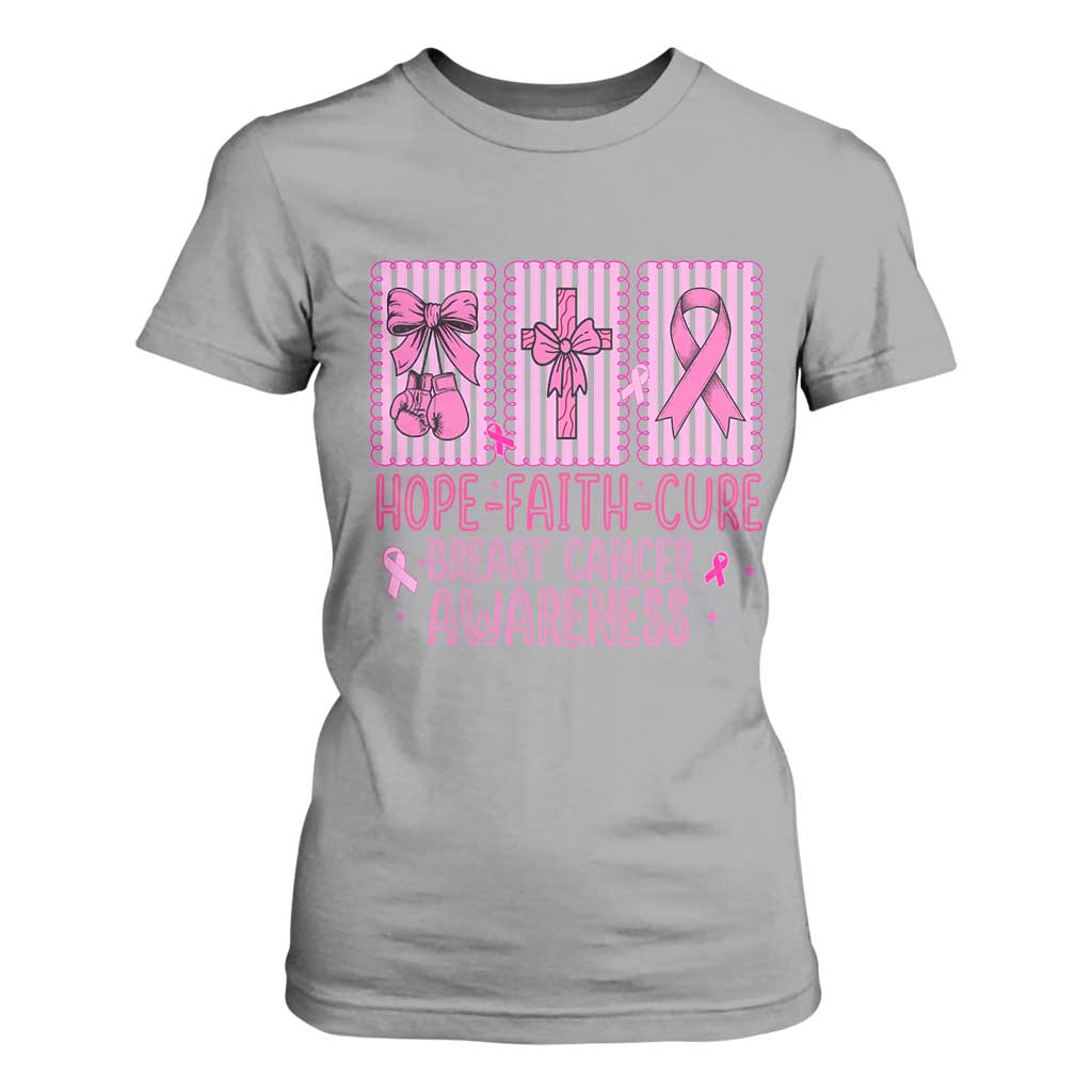 Hope Faith Cure Breast Cancer T Shirt For Women Pink Ribbon Survivor Support Gift
