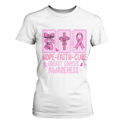 Hope Faith Cure Breast Cancer T Shirt For Women Pink Ribbon Survivor Support Gift