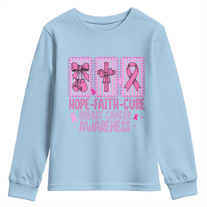 Hope Faith Cure Breast Cancer Youth Sweatshirt Pink Ribbon Survivor Support Gift