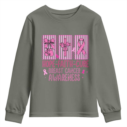 Hope Faith Cure Breast Cancer Youth Sweatshirt Pink Ribbon Survivor Support Gift