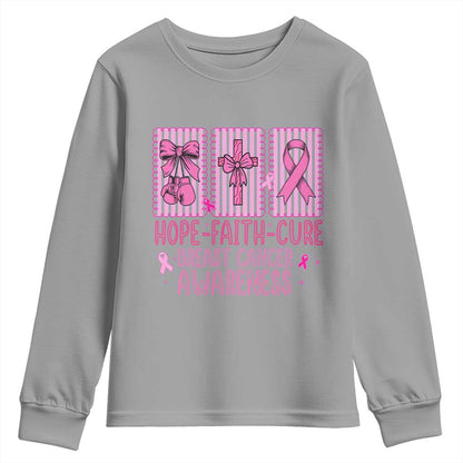 Hope Faith Cure Breast Cancer Youth Sweatshirt Pink Ribbon Survivor Support Gift