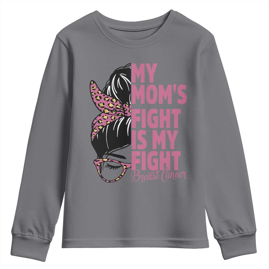 Breast Cancer Support Youth Sweatshirt My Moms Fight My Fight