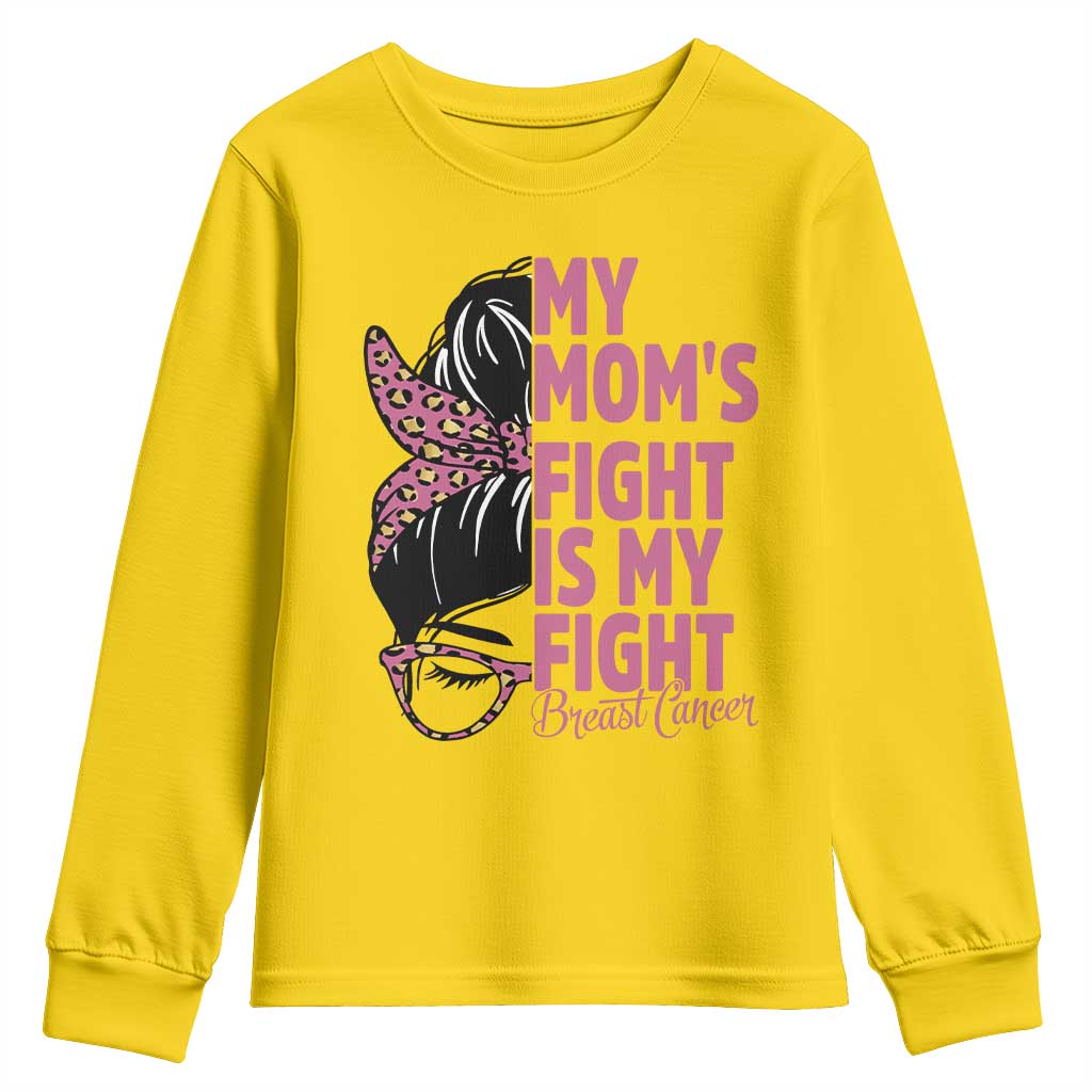 Breast Cancer Support Youth Sweatshirt My Moms Fight My Fight