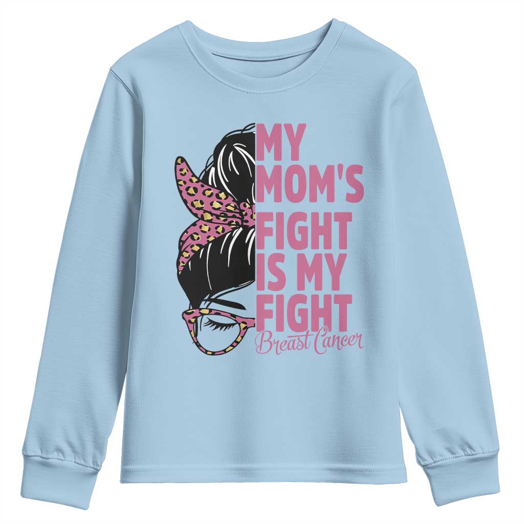 Breast Cancer Support Youth Sweatshirt My Moms Fight My Fight