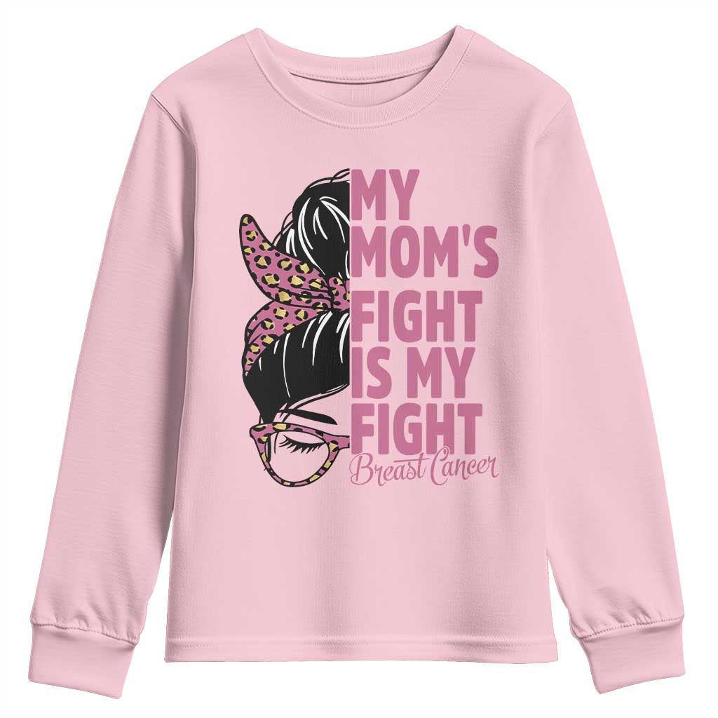 Breast Cancer Support Youth Sweatshirt My Moms Fight My Fight