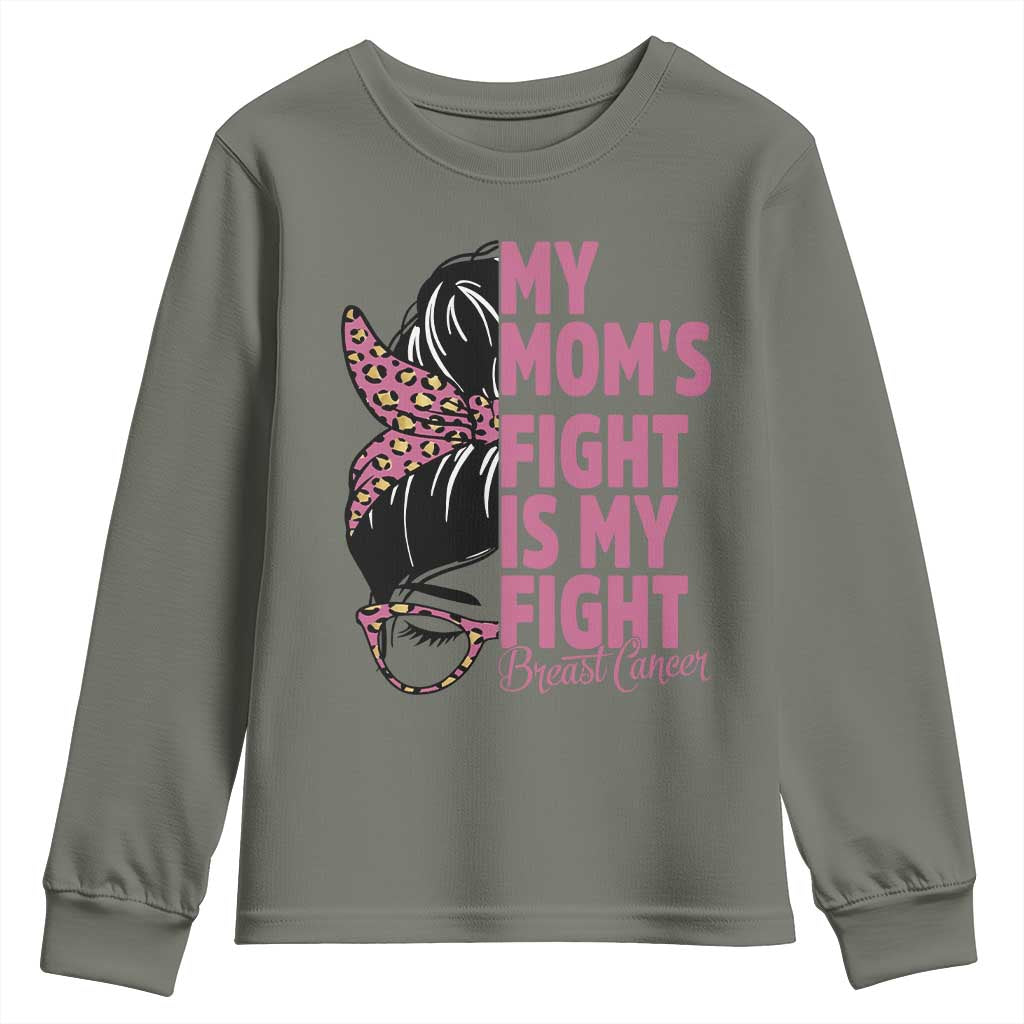 Breast Cancer Support Youth Sweatshirt My Moms Fight My Fight