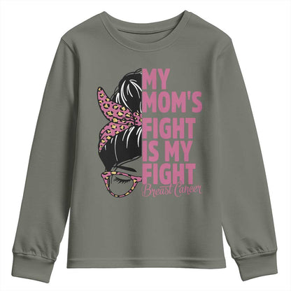 Breast Cancer Support Youth Sweatshirt My Moms Fight My Fight