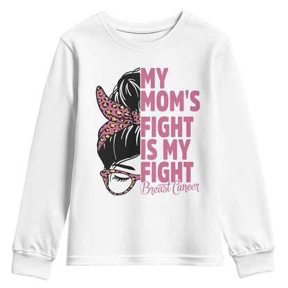 Breast Cancer Support Youth Sweatshirt My Moms Fight My Fight