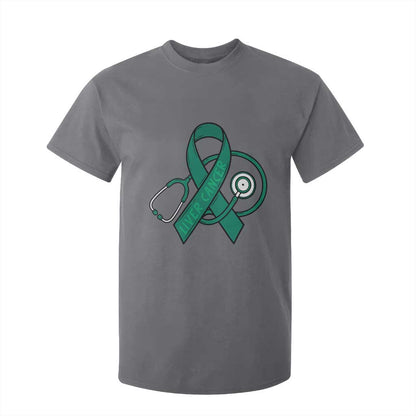 Liver Cancer Strong Nurse Warrior T Shirt For Kid Stethoscope Healthcare Support Gift