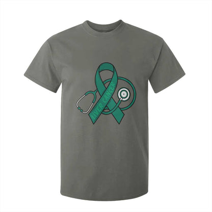 Liver Cancer Strong Nurse Warrior T Shirt For Kid Stethoscope Healthcare Support Gift