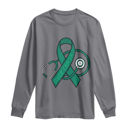 Liver Cancer Strong Nurse Warrior Long Sleeve Shirt Stethoscope Healthcare Support Gift