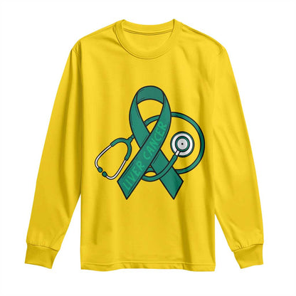 Liver Cancer Strong Nurse Warrior Long Sleeve Shirt Stethoscope Healthcare Support Gift