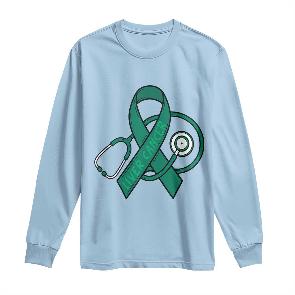 Liver Cancer Strong Nurse Warrior Long Sleeve Shirt Stethoscope Healthcare Support Gift