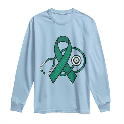 Liver Cancer Strong Nurse Warrior Long Sleeve Shirt Stethoscope Healthcare Support Gift