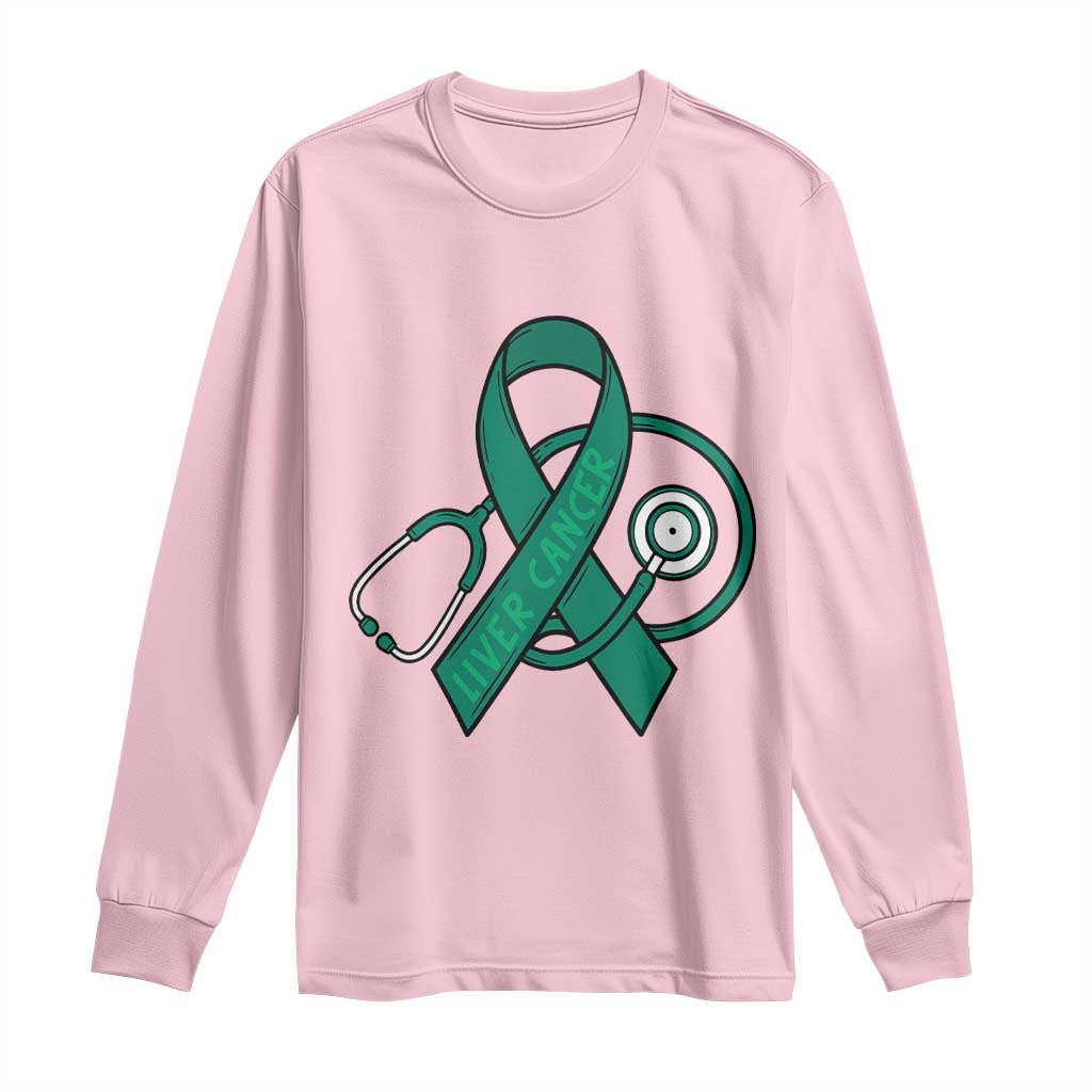 Liver Cancer Strong Nurse Warrior Long Sleeve Shirt Stethoscope Healthcare Support Gift