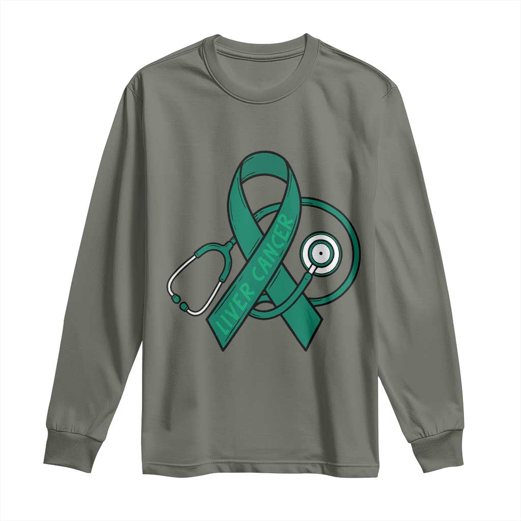Liver Cancer Strong Nurse Warrior Long Sleeve Shirt Stethoscope Healthcare Support Gift