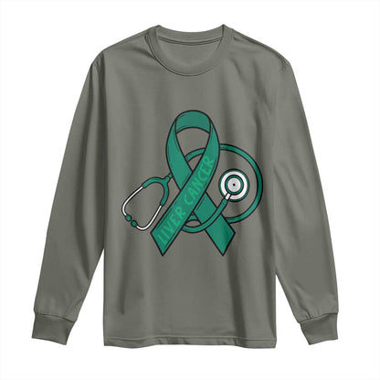 Liver Cancer Strong Nurse Warrior Long Sleeve Shirt Stethoscope Healthcare Support Gift