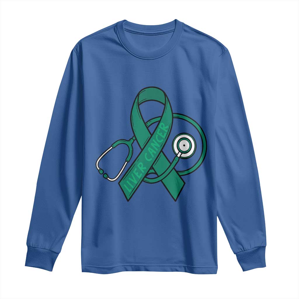 Liver Cancer Strong Nurse Warrior Long Sleeve Shirt Stethoscope Healthcare Support Gift